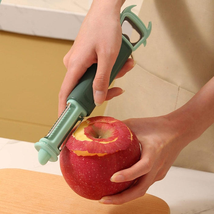 Digital Shoppy 3-in-1 Fruit Knife & Peeler – Portable Kitchen Tool with Bottle Opener - Bean Green