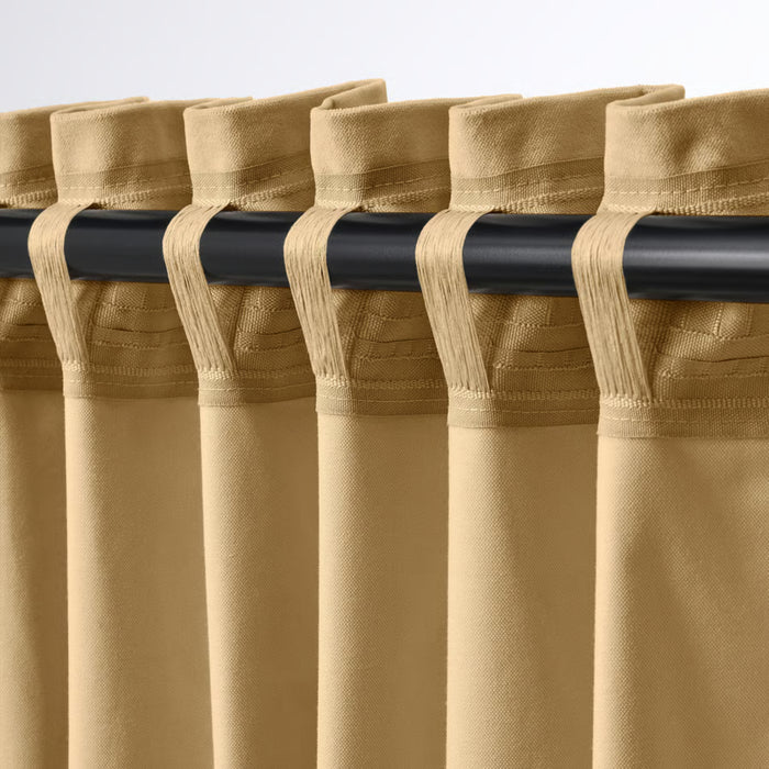 Ikea SANELA Curtains, 1 Pair, Beige-Yellow/with Heading Tape, 140x250 cm with INGVEIG Cushion Cover, Geometric/Brown blue/white50x50 cm