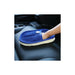 Blue car cleaning mitt on a car seat