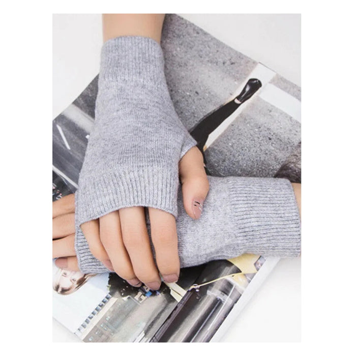 Digital Shoppy Wool Fingerless Gloves – Short Knit Hand Warmers for Writing & Office Use
