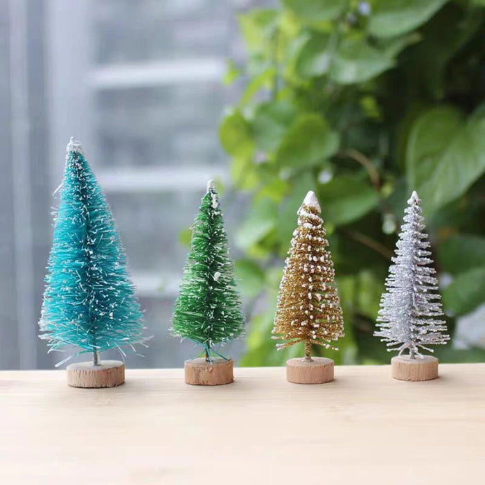 Digital Shoppy Mini Cedar Christmas Tree – 4-Pack Tabletop Ornaments