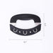Black headband with measurements on a white background