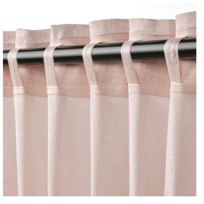 IKEA SILVERLÖNN Sheer curtains, 1 pair, pink/with heading tape, 145x250 cm (57x98 ")