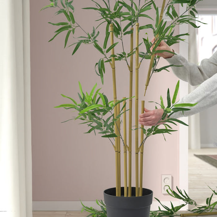 Ikea FEJKA Artificial Potted Plant, in/Outdoor Bamboo, 23 cm (9 ") with Artificial Potted Plant with Pot, in/Outdoor White/Green, 6 cm