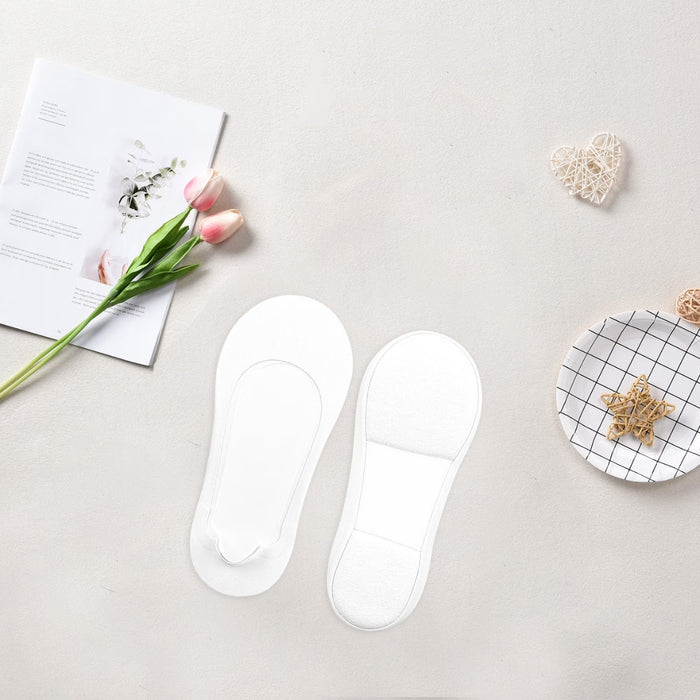 Digital Shoppy Ultra Low Cut Liner Socks — White | Invisible Non‑Slip Comfort for Flats & Summer