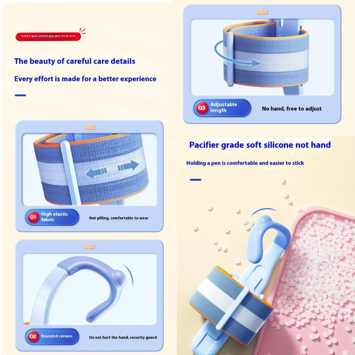 Digital Shoppy Anti-Hook Pen Grip Trainer – Silicone Handwriting Positioning Aid for Kids & Beginners - Blue