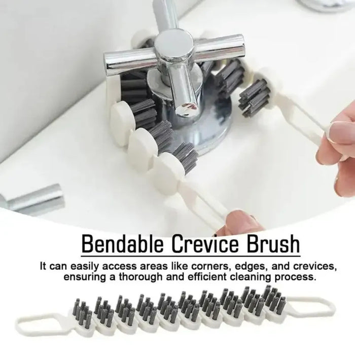 Bendable crevice brush cleaning around faucet – flexible joints and small bristle heads reach corners and edges – 1600001512507 13955116