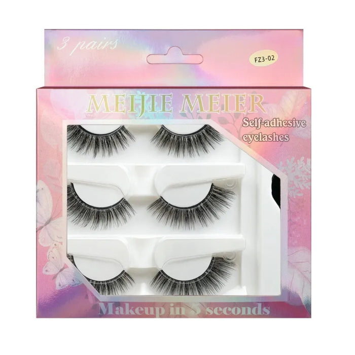Digital Shoppy 3 Pairs Eyelash Set with Applicator – Self-Adhesive Beauty Strip