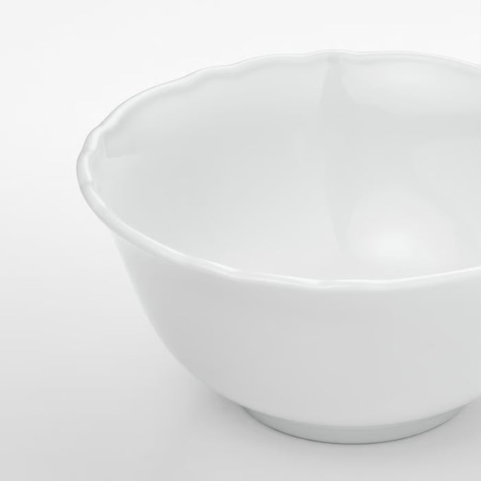 KEA White Ceramic Serving Set with 4 Jute Place mats, 4 Bowls, 1 Platter, 6 Spoons