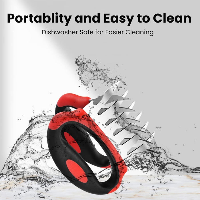 Meat Shredding Claws – Anti-scald, heat-resistant, red grip claws with ergonomic handle and multi-blade cutter -