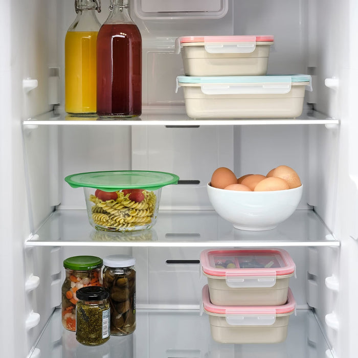 IKEA KLOCKREN Lid, glass/dark grey, 20/22/24 cm, IKEA SKVIMPA Food cover in frame, silicone 19 cm