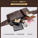 Brown leather waist bag with compartments labeled and opened to show contents – 1600007588949 14145394