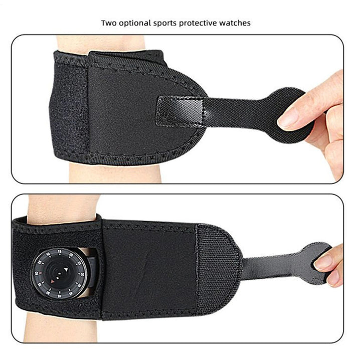 Digital Shoppy Wrist Compression Strap & Wrap — Black with Centre Hole | Adjustable Brace for Support & Recovery