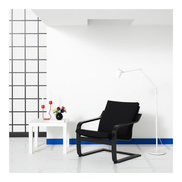 IKEA POÄNG Low Back Armchair Frame — Birch Veneer | Iconic Rocking Comfort with Armchair cushion with low back, Vissle black