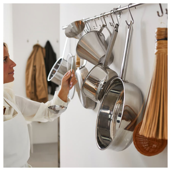 IKEA KUNGSFORS Chef’s Storage Set: 56cm Stainless Steel Rail, 3 Hooks & 5 S-Hooks