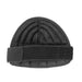 Black protective knee pad with a strap on a white background