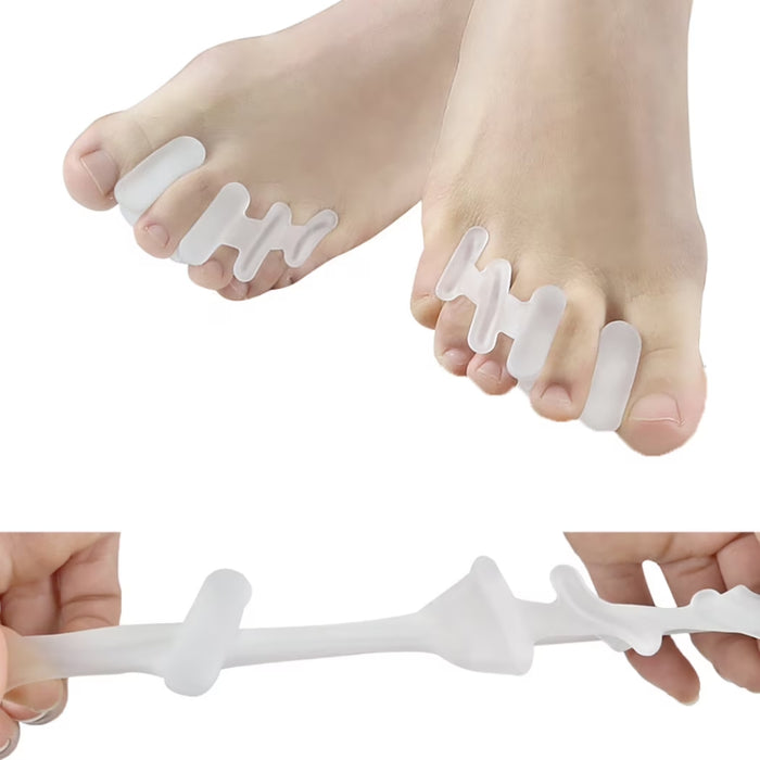 Digital Shoppy ribbed silicone toe separators submerged in water showing washable reusable design
