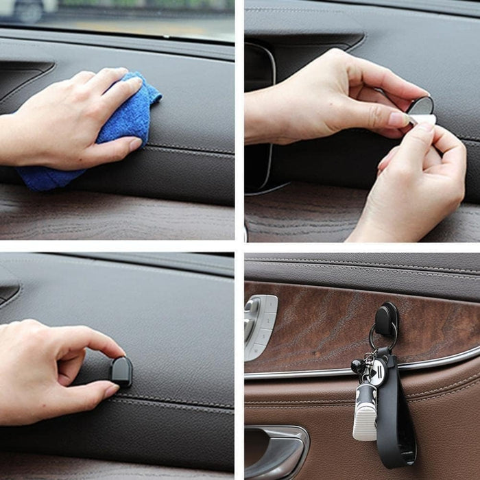 Digital Shoppy Mini Car Hooks – 4pcs Adhesive Dashboard Organizers, Multifunctional