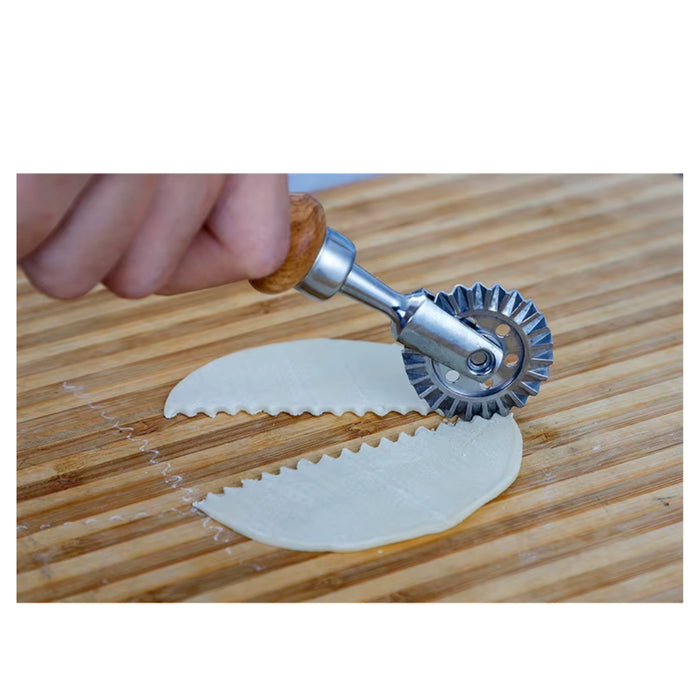 Digital Shoppy Ravioli Stamp Maker Cutter Set of 5 – Stainless Steel Pasta, Dumpling & Cookie Cutter with Wooden Handle