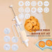 Cookie press maker kit with 18 mold discs and finished swirl cookies, perfect for Christmas and Halloween baking