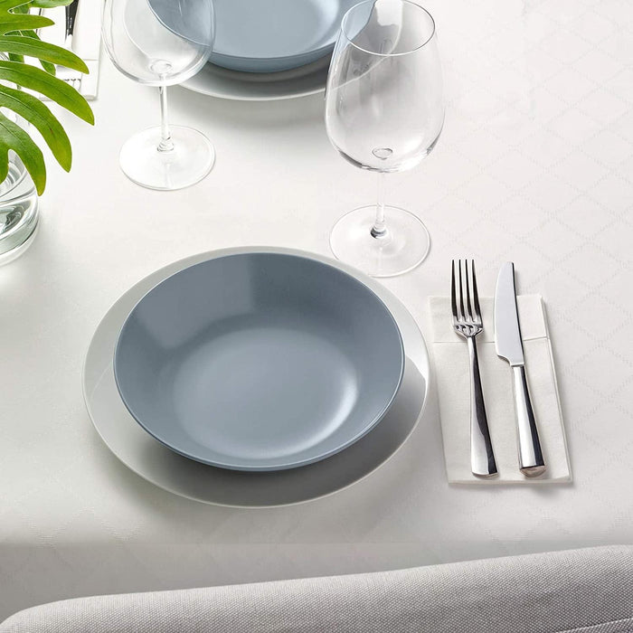 IKEA FULLKOMLIG Tablecloth, White,145x240 cm with IKEA SMAKSINNE Placemats, White/Green, Flower, 37 cm (15") (pack of 6)