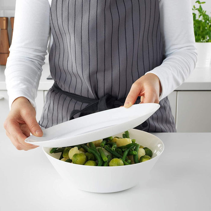 IKEA Dining Set with Serving Bowl, Side Plates, Cork Place Mats, and Paper Napkins, White, 10 Piece