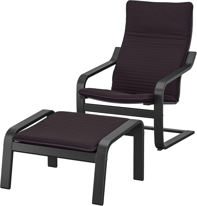 IKEA POÄNG Armchair and footstool, black-brown/Knisa black