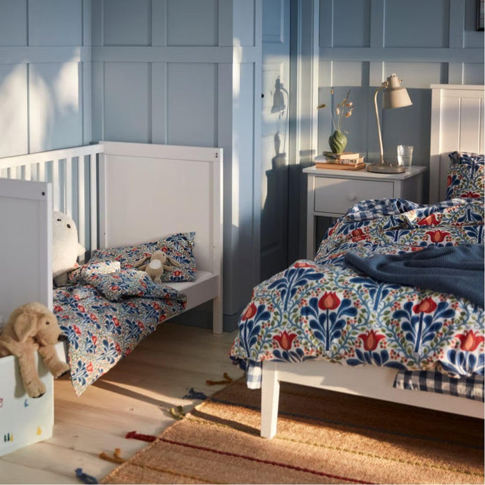 Ikea SÄTERVIDE Duvet Cover and 2 Pillowcases, Multicolour/Floral Pattern, 240x220/50x80 cm (94x87/20x31) SOMMAR Cushion Cover, Light/Multicolour, 50 * 50 cm