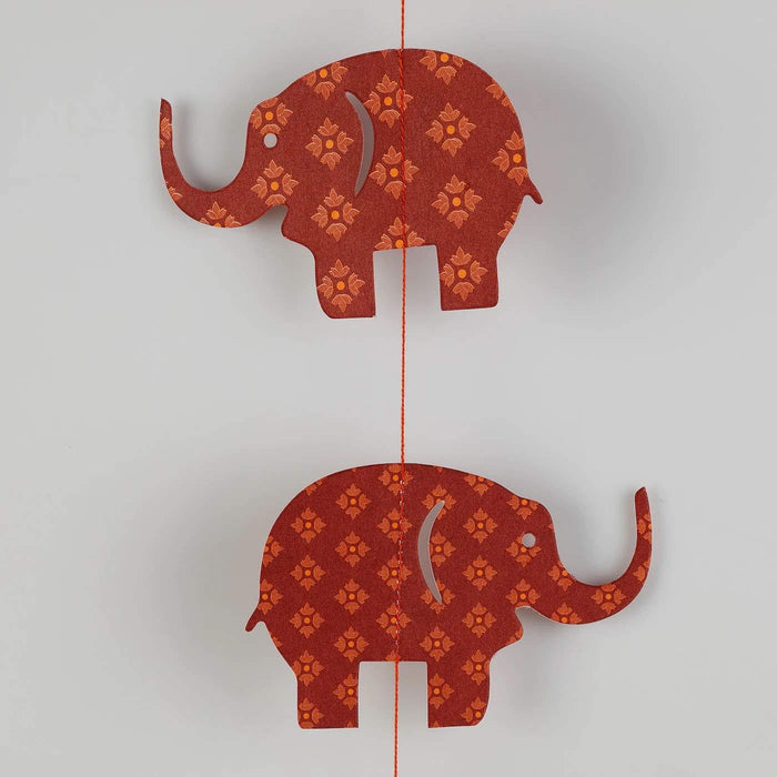 IKEA GOKVÄLLÅ Paper Garland — Multicolour Houses & Flags, 1.9m | Festive Home Decor with GETINGSTA Hanging decoration, elephant/dark red