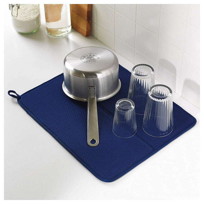 IKEA Dish drying mat, blue, 44x36 cm with Scrubbing pad, green blue/yellow