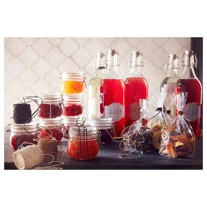 Ikea Jar with lid, clear glass set of 2 (0.5 L, 2.1 L) with Labels (pack of 59)