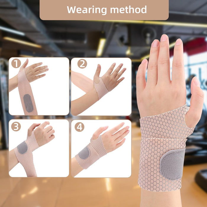 Lightweight wrist support brace for women, ideal for gym, tennis, weightlifting, and injury recovery.