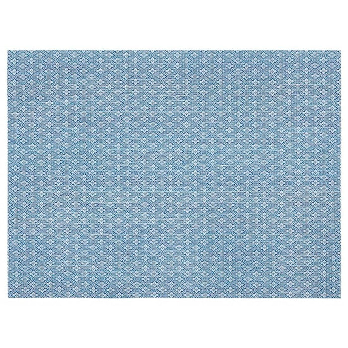 IKEA LJUVARE Table-Runner( 1 unit ), Beige, 40x140 cm (16x55) with  GALLRA Place mat, Blue/Patterned , 45x33 cm ( 6 pack )