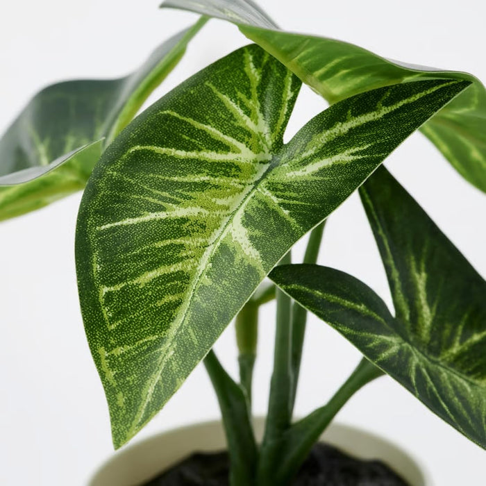 Ikea FEJKA Artificial Potted Plant, Set of 3, in/Outdoor Leaf with Artificial Potted Plant with Pot, in/Outdoor White/Green, 6 cm