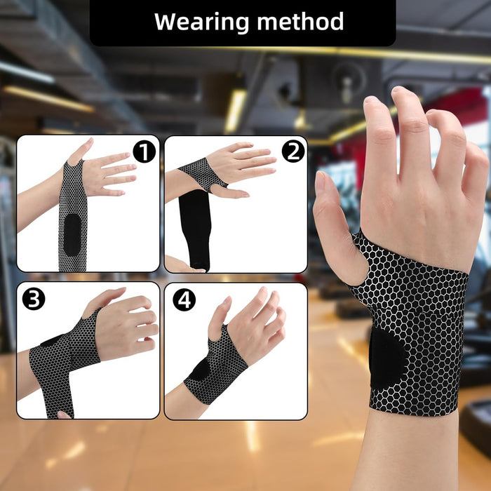 Reinforced splint in wrist guard for extra support, preventing hyperextension during sports.