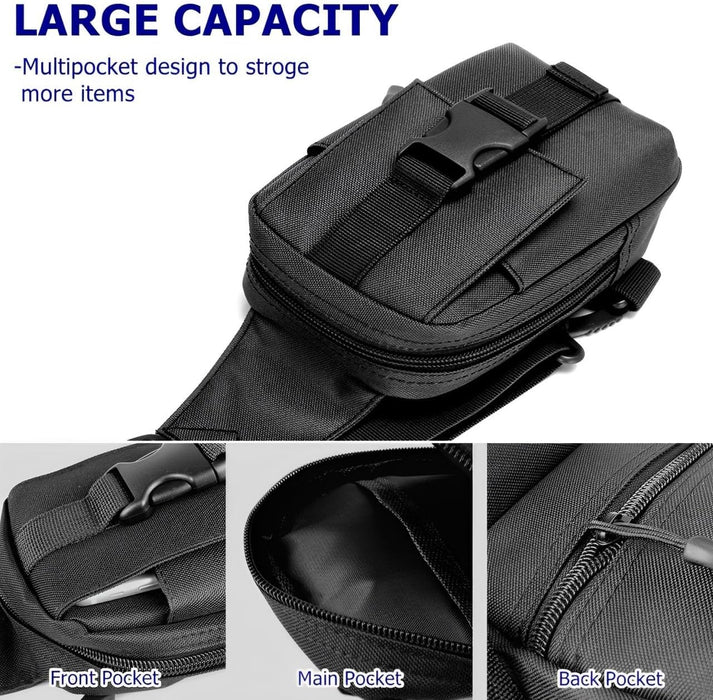 Sleek black men's crossbody bag with belt-style strap and multiple compartments for daily essentials