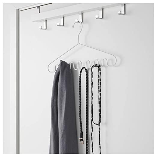 IKEA KOMPLEMENT Valet Hanger, 17x5 cm (6 1/2x2 ") (Grey) with STAJLIG Multifunction hanger, white in/outdoor. pack of 2