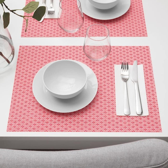 IKEA UTBYTT  Table-runner (1 unit) Place mat, red/patterned, 45x33 cm (17 ¾x13 ") ( 4 pack )