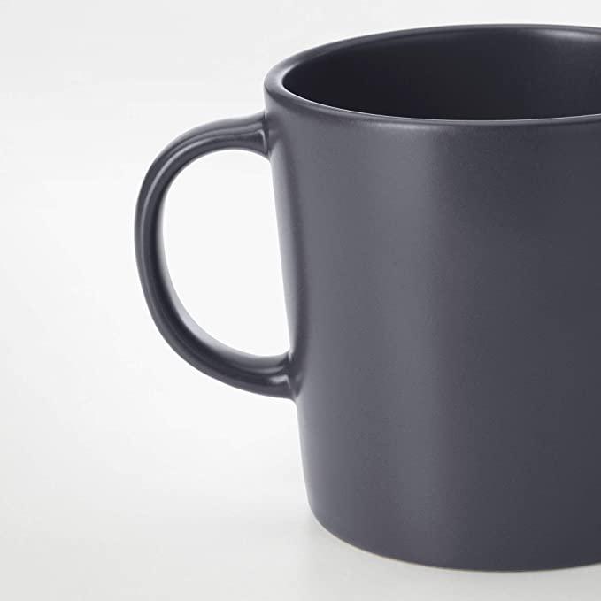 Ikea DINERA Mug, Dark Grey 30 cl (2 Pieces) with Coaster, Cork/Dotted, 10 cm (4 ") (4 Pack)