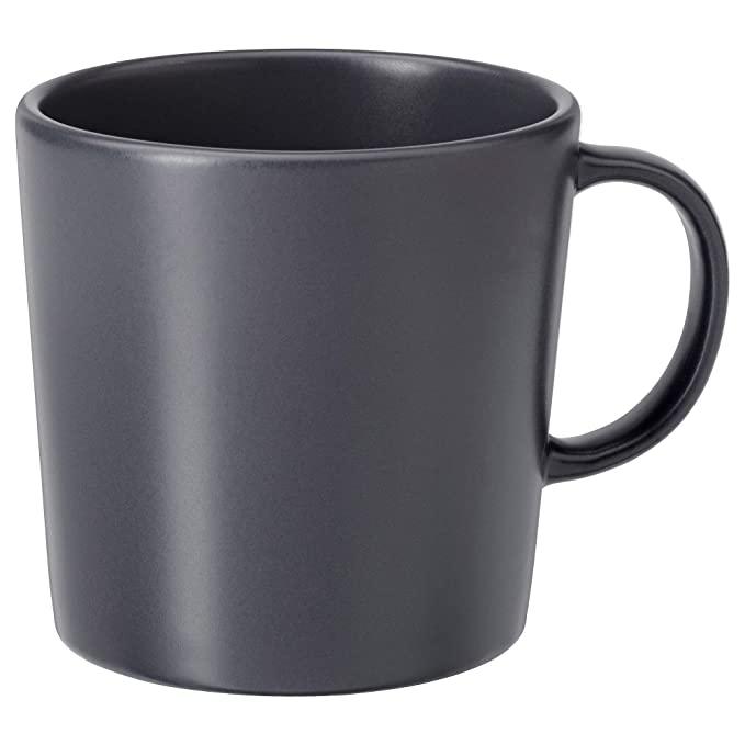 Ikea DINERA Mug, Dark Grey 30 cl (2 Pieces) with Coaster, Cork/Dotted, 10 cm (4 ") (4 Pack)