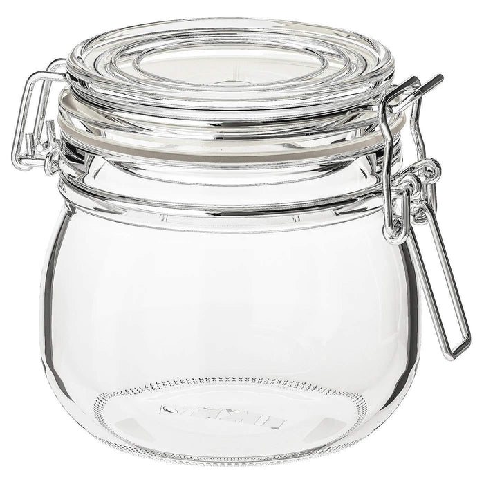 Ikea Jar with lid, clear glass set of 2 (0.5 L, 2.1 L) with Labels (pack of 59)
