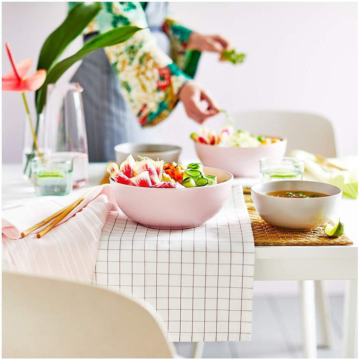 IKEA Bowls - Set of 2 (Pink, Beige) with Place mat, Natural, Black