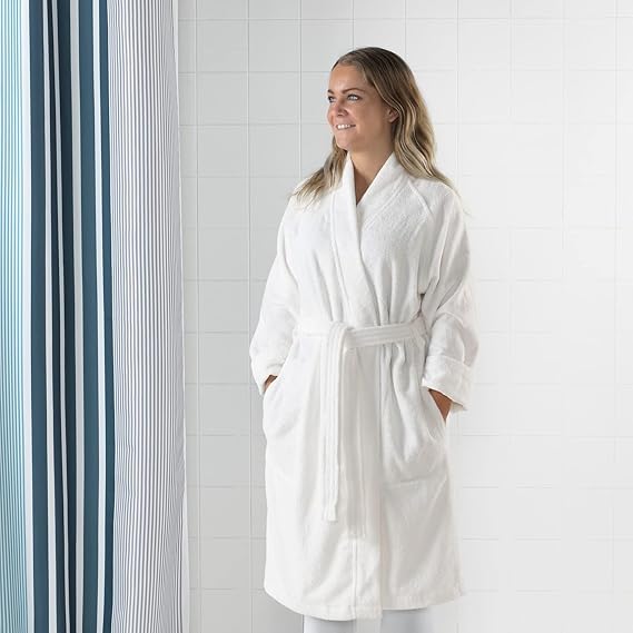 IKEA White Bathroom Essentials Set – Bath Mat 40x60 cm, Bath Towel 70x140 cm & Bath Robe (L/XL)