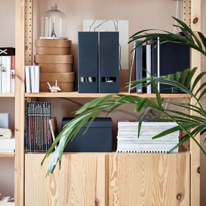 IKEA Tjena magazine file, black with Desk organiser, metal