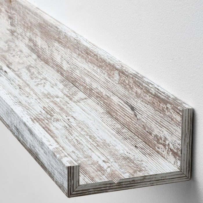 Close-up of IKEA MOSSLANDA picture ledge, white stained pine effect, 55 cm, for modern decor 80497812