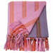 IKEA MÄVINN throw folded neatly, showing pink and orange striped woven fabric with decorative fringe tassels