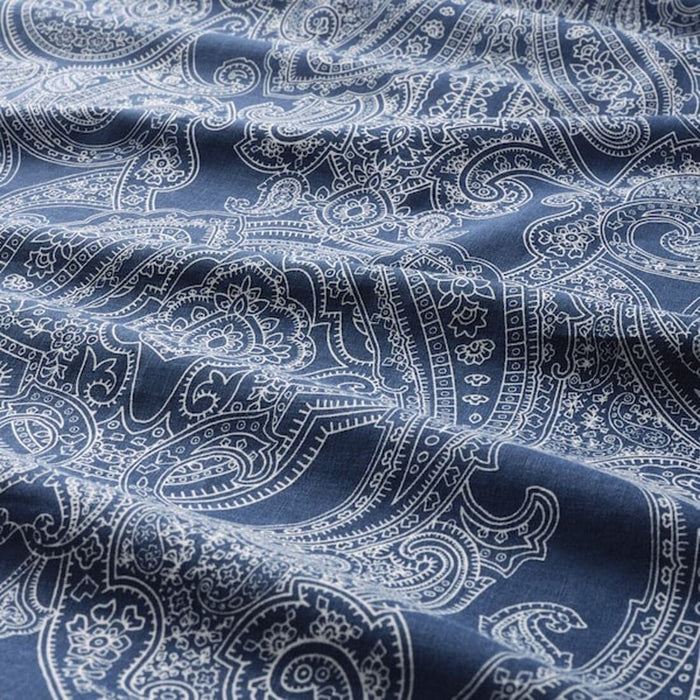 Detail of JÄTTEVALLMO Sheet Fabric in Dark Blue and White