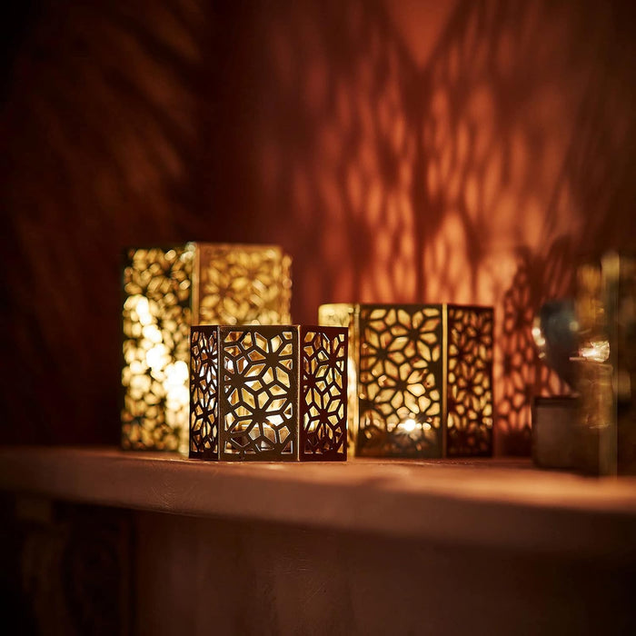 IKEA  Block candle holder, dark pink Lotus, 40 mm (2 ") with Tealight holder, gold-colour, 9 cm