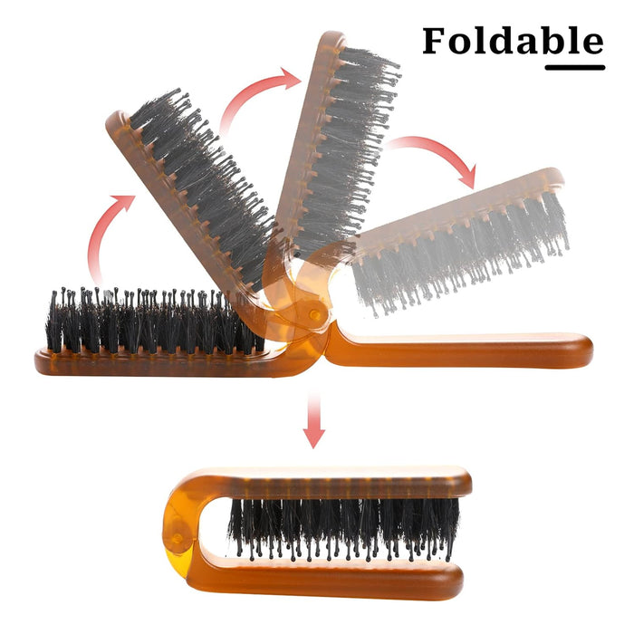 Foldable hairbrush with bristle design on a white background