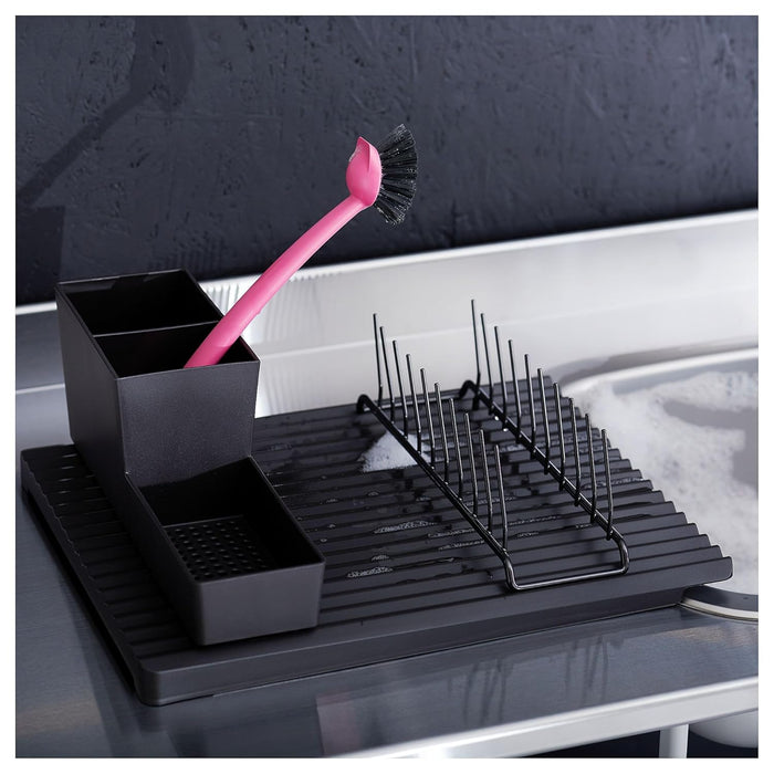 IKEA Multifunctional dish rack, anthracite With Dish-washing brush, pink